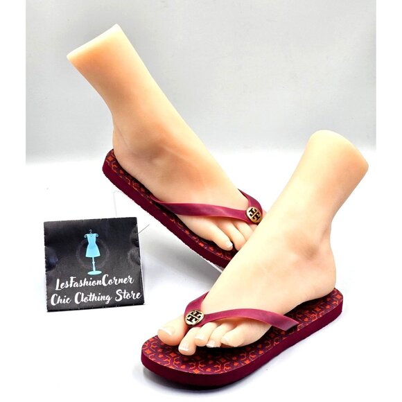 Tory Burch Women's Purple Orange Logo Lattice Thong Flop Sandals Size 6 2380 - Picture 5 of 16